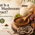 10:1 mushroom extract powder and capsules explaining concentrated functional mushroom potency